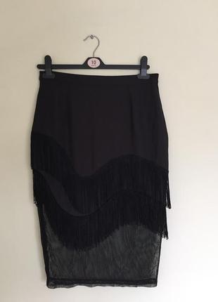 Стильна спідниця з бахромою missguided юбка с бахромой и сеткой1 фото