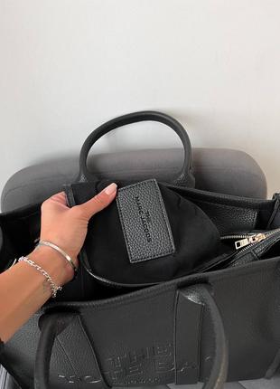 Черная большая сумка шопер в стиле marc jacobs tote bag black8 фото