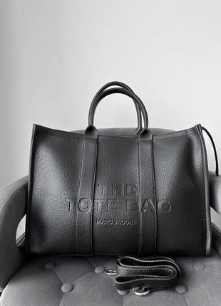 Черная большая сумка шопер в стиле marc jacobs tote bag black6 фото