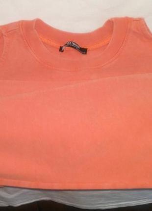 Красива помаранчева футболка з відкритими плечима2 фото
