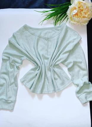 Кофта бірюзового кольору, красивої в'язки, укорочена. //бренд: primark// розмір: l