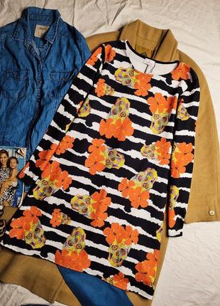 Want that trend платье прямое трапеция мексиканское хеллоуин черепа чёрное белое красное