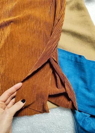 Stefa платье коричневое терракотовое плиссе плиссерованное жатое на бретельках новое4 фото