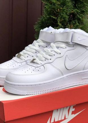 Женские высокие кожаные кроссовки nike air force #найк