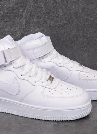 Мужские высокие кожаные кроссовки nike air force #найк3 фото