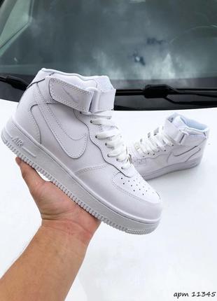 Мужские высокие кожаные кроссовки nike air force #найк