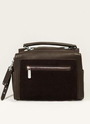 Прямокутна коричнева сумка-валіза з еко-шкіри1 фото