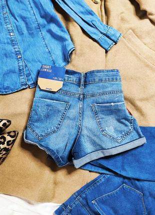 Jennyfer шорти джинсові блакитні сині рвані нові короткі з високою посадкою6 фото
