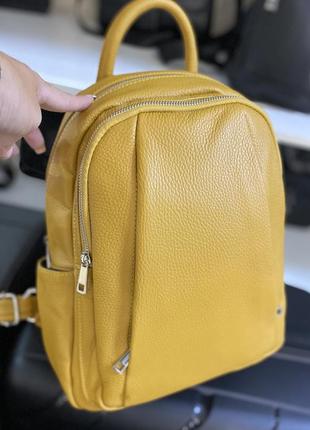 Рюкзак жовтий гірчичний рюкзак італійський рюкзак жіночий яскравий7 фото