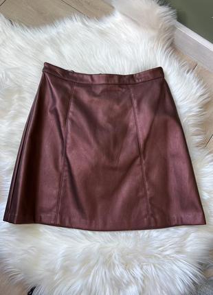Кожаная юбка/спідниця в бордовом цвете