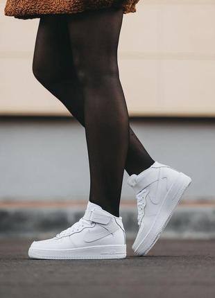 🍁nike air force 1 classic high white🍁❤️36рр-45рр❤️кросівки найк форс білі високі осінь-весна, кроссовки найк белые высокие демисезонные