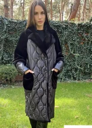 Пальто жіноче чорне alberto bini зимове пальто чорне комбіноване пальто чорне1 фото