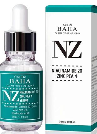 Сироватка з ніацинамідом і цинком cos de baha niacinamide 20% + zinc 4% serum 30 ml