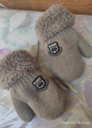 Теплі, зимові рукавички 0-2 роки1 фото