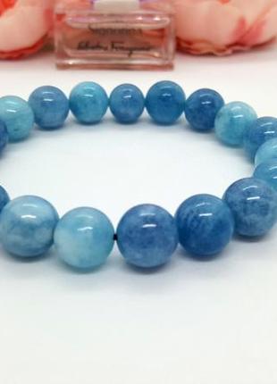 🌊💙 яскравий синій браслет натуральний камінь під аквамарин3 фото