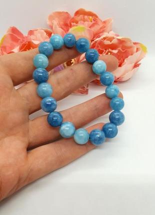 🌊💙 яскравий синій браслет натуральний камінь під аквамарин5 фото