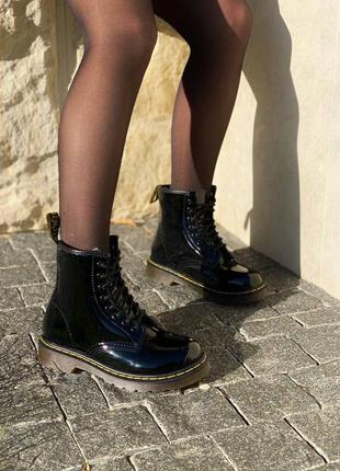 Зимові жіночі черевики dr. martens patent, женские зимние ботинки доктор мартинс