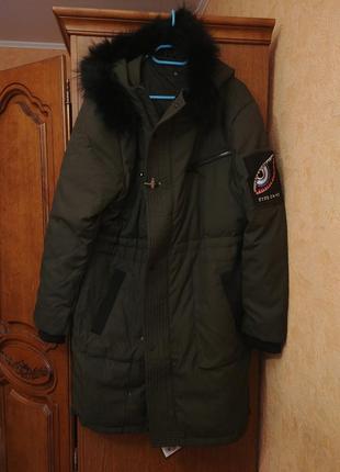 Зимняя теплая куртка на пуху длинная3 фото