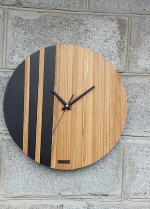 Сучасний круглий дерев'яний годинник, настінний годинник, унікальний настінний годинник, дерев'яний1 фото