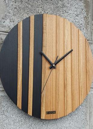 Сучасний круглий дерев'яний годинник, настінний годинник, унікальний настінний годинник, дерев'яний5 фото