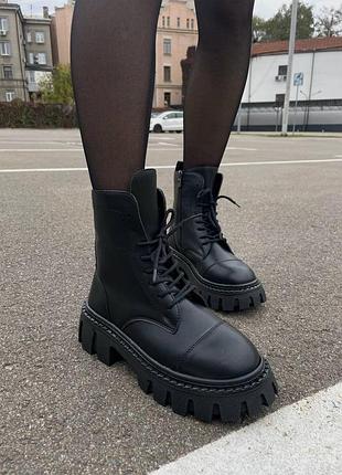 Черевики жіночі зимові  шкіряні чорні