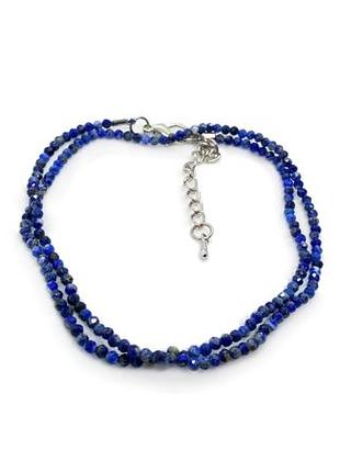 🔺💙✨ коротке кольє чокер натуральний камінь гранований содаліт 3 мм