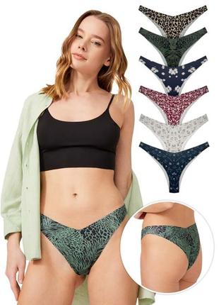 🌿🌺 безшовні лазерні трусики v - бразиліани з принтом🌺🌿