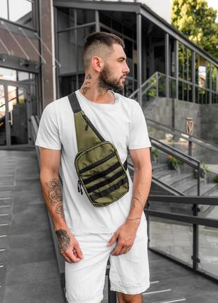 Тактична нагрудна сумка через плече з кобурою для зброї чоловічий тактичний слінг месенджер2 фото