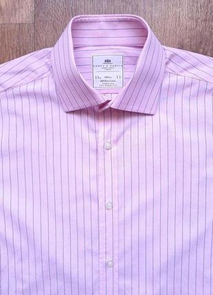 Сорочка hawes&curtis в синю жилку pure cotton розмір m, l   15,5"  33in