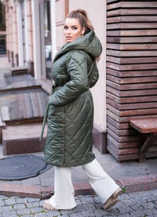 Тепле стьобане зимове пальто на силіконі6 фото