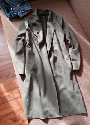 Нереальное замшевое пальто халат на запах кардиган