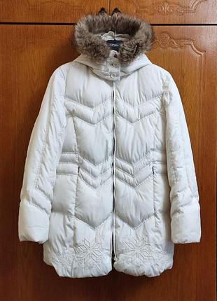Теплий зимовий пуховик esprit з вишитими сніжинками