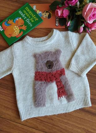 Теплый модный свитер на малыша zara на 6-9 мес.