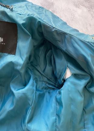 Бирюзовая демисезонная деми женская осенняя куртка курточка удлиненная утеплённая бирюза5 фото