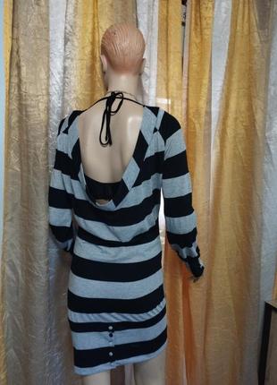 Плаття,тунічка облягаюче,в чорно-серебристу  полоску,з люриксом.4 фото