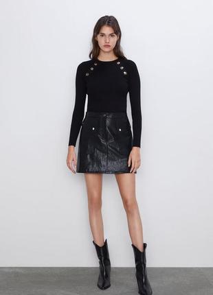 Zara new стильная актуальная юбка трапеция искусственная кожа размер s/m идеал2 фото