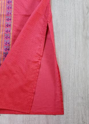 Шикарное платье туника 100% натуральное красное с этно принтом, max, xxl (4266)6 фото