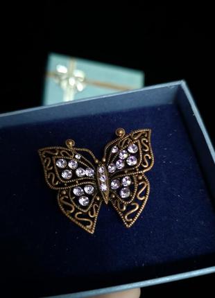 Брошка метелик зі стразами swarovski3 фото