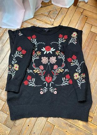 Кофта кардиган з вишивкою оверсайз