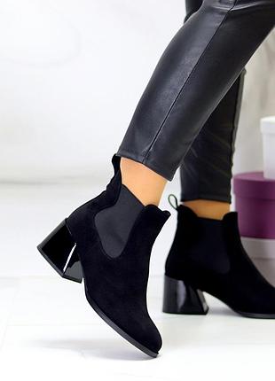 Трендовые ботильоны деми на небольшом каблуке черные