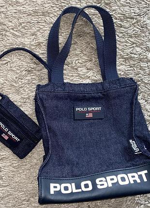 Сумочка шопер вінтажна polo sport, оригінал, з гаманцем