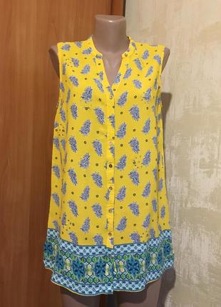 Натуральная рубашка,блуза в орнамент,с камешками!