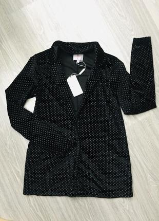 Новый мягкий пиджак с блеском черный нарядный 44 46 м s4 фото