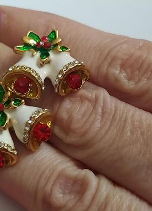 Сережки новорічні метал емаль