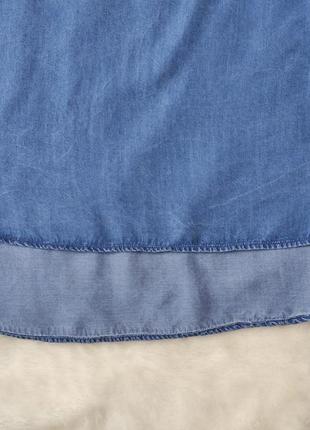 Голубая синяя джинсовая блуза длинная футболка женская туника удлиненная спинка асимметричная8 фото