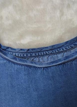 Голубая синяя джинсовая блуза длинная футболка женская туника удлиненная спинка асимметричная10 фото