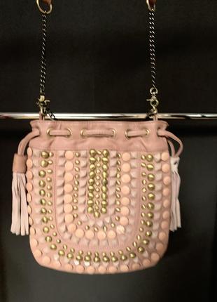 Сумка цвета пудра расшита камнями!