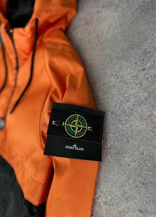 Куртка анорак ветровка мужская stone island черная оранжевая / курточка чоловіча стон исланд чорна5 фото