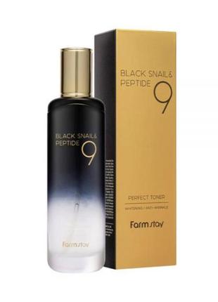 Тонер с комплексом из 9 пептидов farmstay black snail & peptide9 perfect toner1 фото