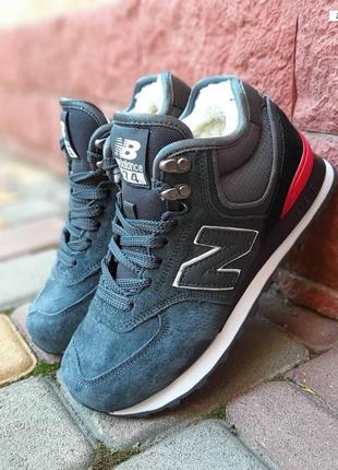 Классные женские высокие зимние кроссовки new balance 574 белые на меху